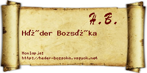 Héder Bozsóka névjegykártya